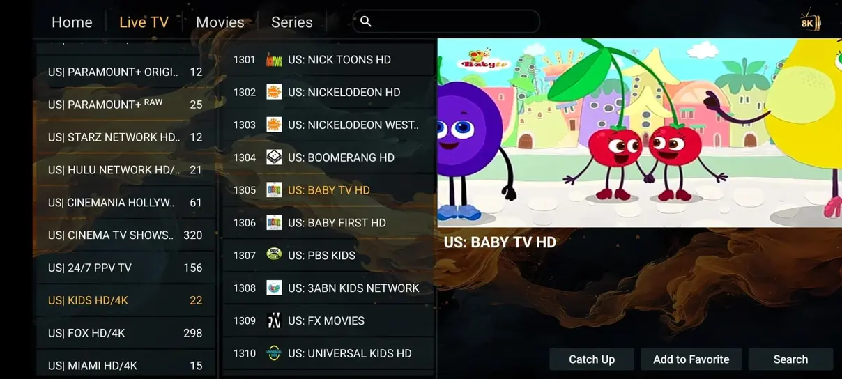 Vexotv movie catalog and video on demand dashboard