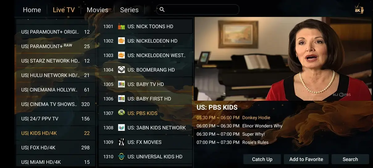 Vexotv TV series episodes browser and streaming screen