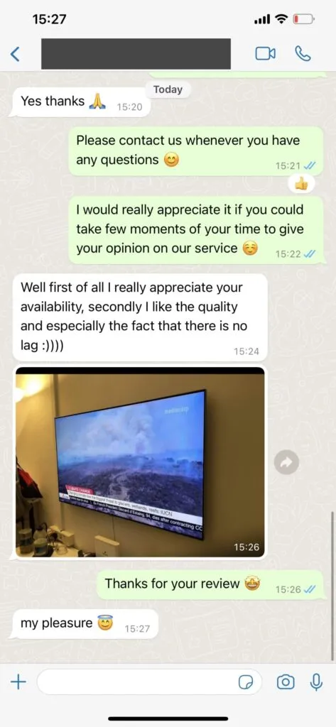 Vexotv customer support WhatsApp chat screenshot 2